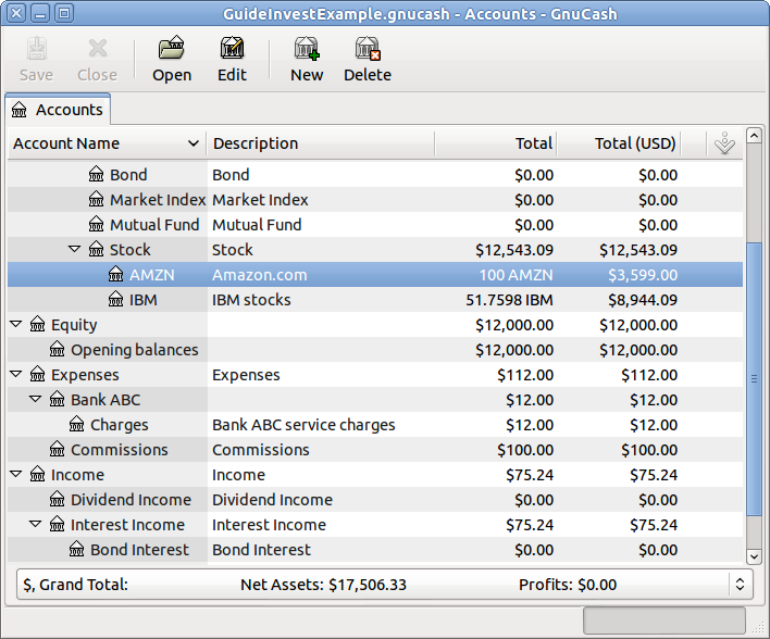 Displaying Stock Values in the Chart of Accounts