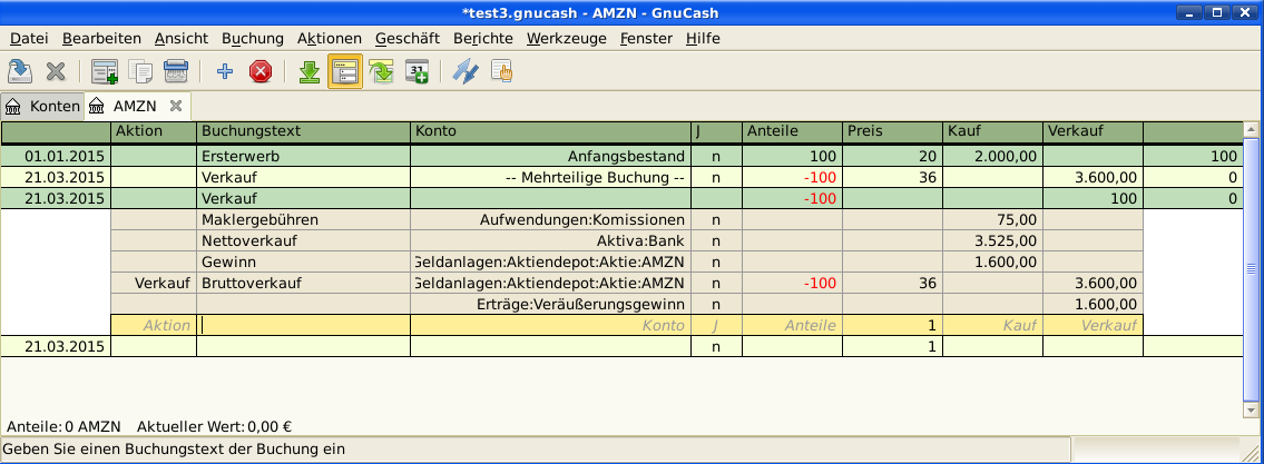 Beispiel: Aktienverkauf