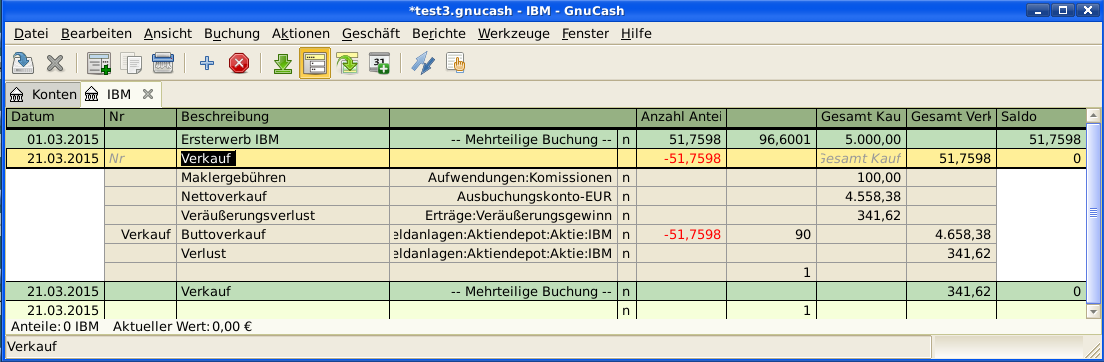 Beispiel: Verkauf von Aktien mit Verlust