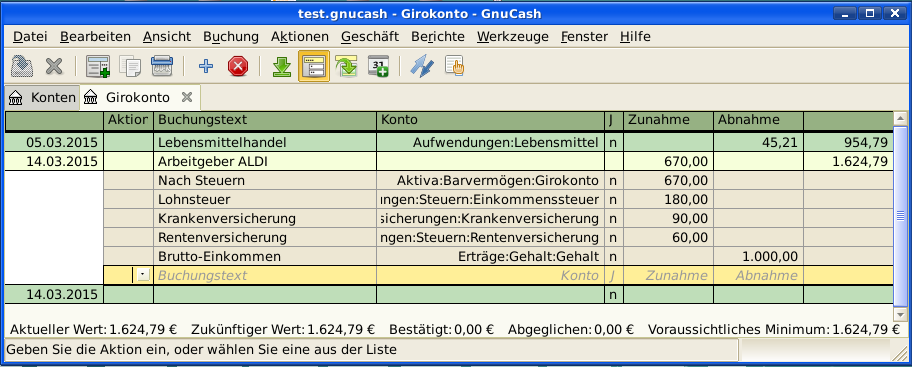 Wie sich Spaltenüberschriften für Teilbuchungen ändern