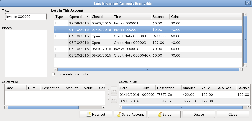 Lots in Account window for business features