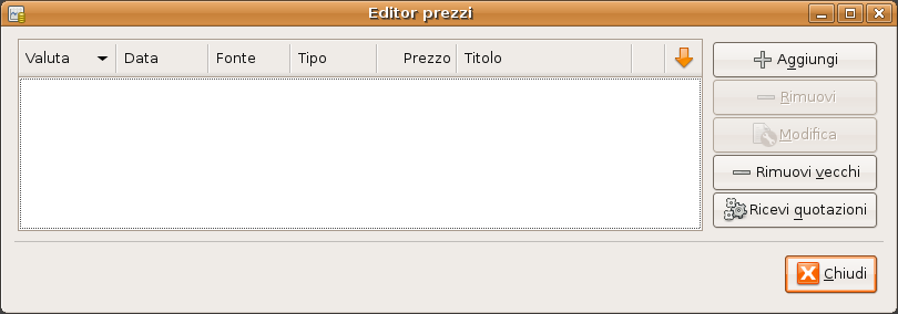 Finestra dell’editor prezzi