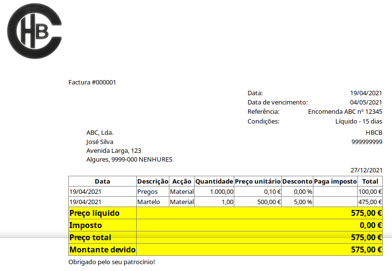 Exemplo de folha de estilo HTML personalizada