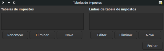 Editor de tabelas de impostos sobre vendas