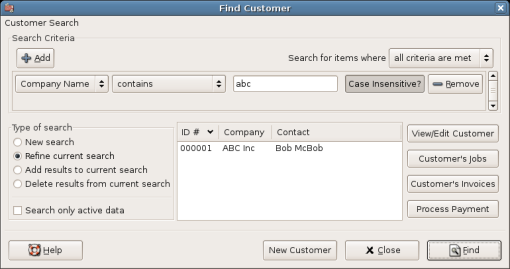 Find Customer Window